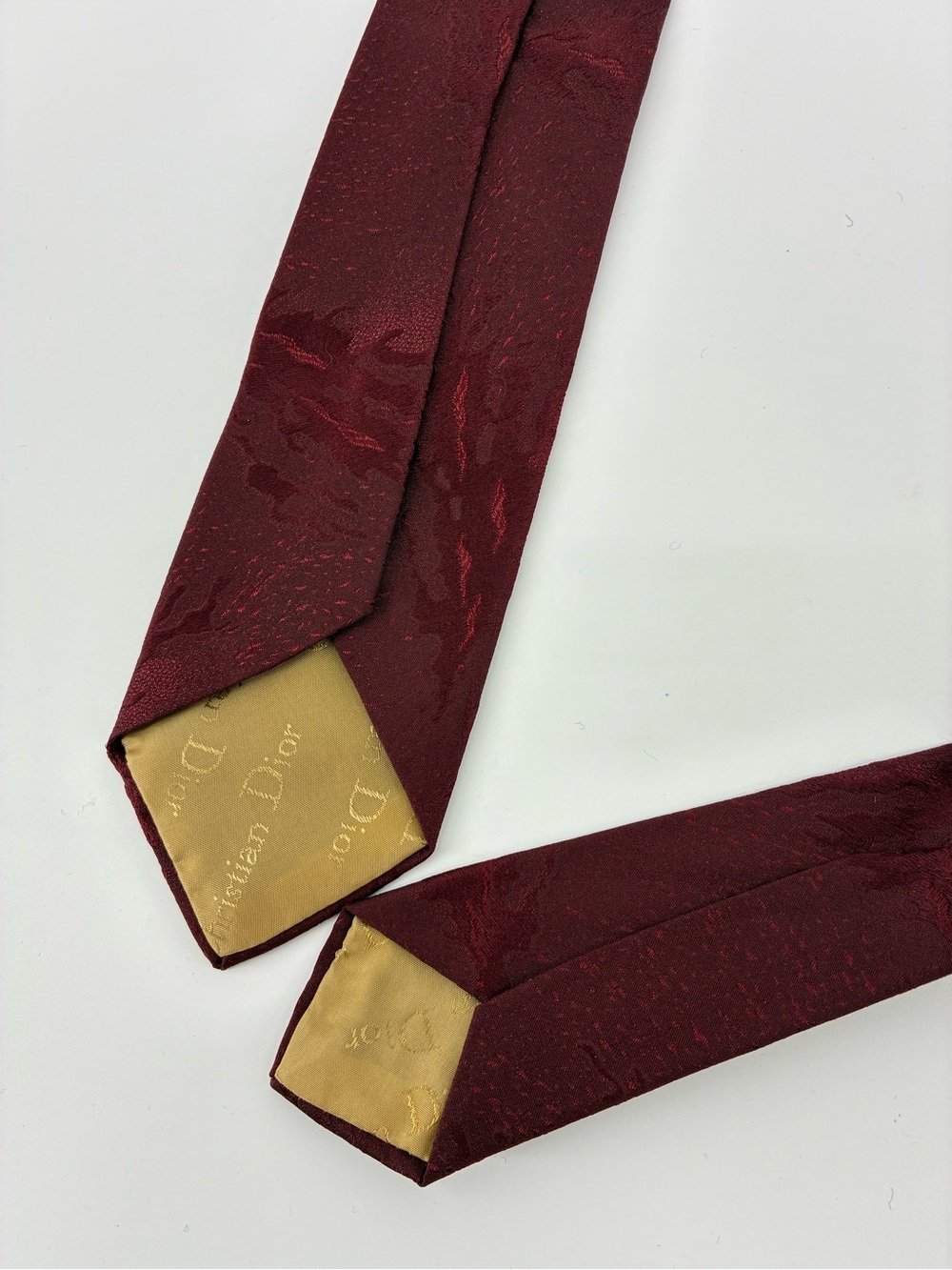 Vintage Christian Dior Paris Men's Burgundy Jacquard Tie